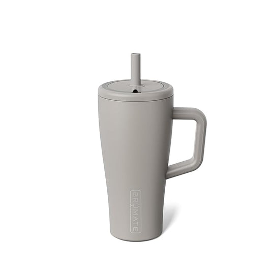 BrüMate Era 20 oz Tumbler with Handle and Straw | 100% Leakproof Insulated Tumbler with Lid and Straw | Made of Stainless Steel | Cup Holder Friendly Base | 20oz (Mocha)