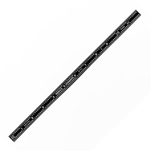 PEC Tools 12" Flexible Metal Ruler, High-Quality Stainless Steel, High-Contrast Black Chrome Finish, 3R Graduation (1/32", 1/64", 1/10", 1/50"), Fully Hardened and Tempered, Made in USA
