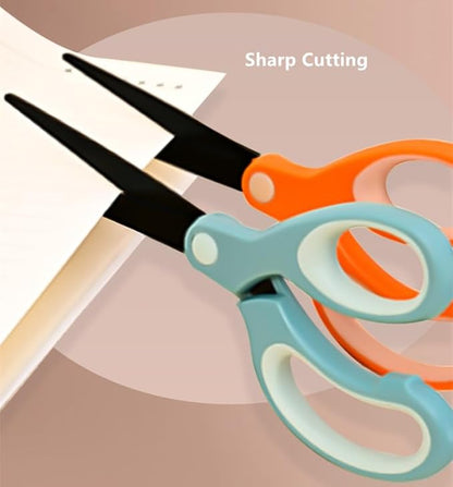 Pastel Non-Stick Scissors - All Purpose Stainless Steel Craft Shears With Soft Grip, Blunt Tip for Fabric, Kids, Office, Home, School - Left & Right Handed (1 Pack, Greyish-green)