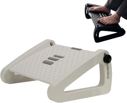 Ergonomic Footrest, Comfort Under Desk Foot Support, 6-Position Multi-angle Adjustable Foot Pedal, Ergonomic Posture Support, Footrest for Office and Home (White)
