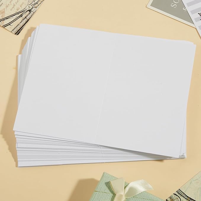 50 Pack Blank Cards Folded Cardstock Thank You Blank Greeting Cards for Invitations, Wedding, Greeting Cards, All Occasion DIY, 3x5 Folded Cards White