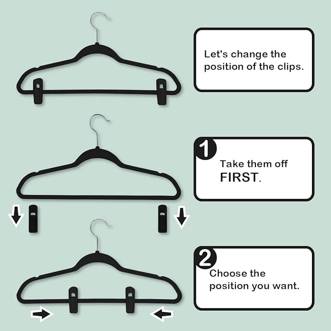 Trgowaul Velvet Hangers Clips, Pants Hangers Velvet Clips, Strong Finger Clips Perfect for Thin Velvet Hangers