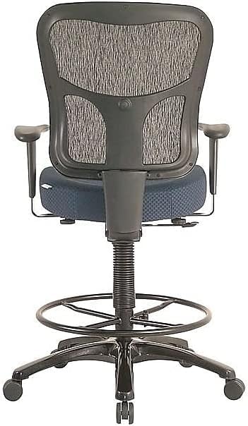 Tempur-Pedic TP8200C Fabric Drafting Stool with Backrest and Footrest with Lumbar Support, with Tempur Material, Cooling Gel Layer, Navy
