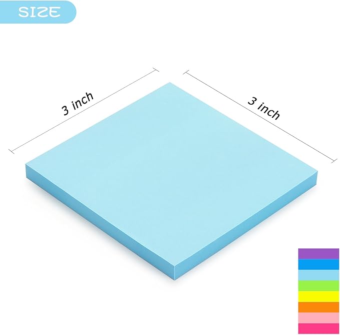Early Buy Sticky Notes 3x3 Inch 16 Pads, Repositionable Self-Stick Memo Pads, 8 Bright Colors, 60 Sheets/Pad (960 Total) for Office, School, Home, Notebooks