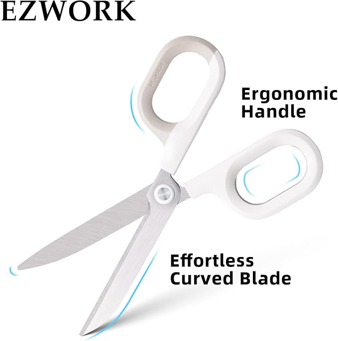 Multipurpose Scissors, Comfort-Grip Handles Sharp Scissors for Office Home School Craft Sewing Fabric Supplies (6", White)
