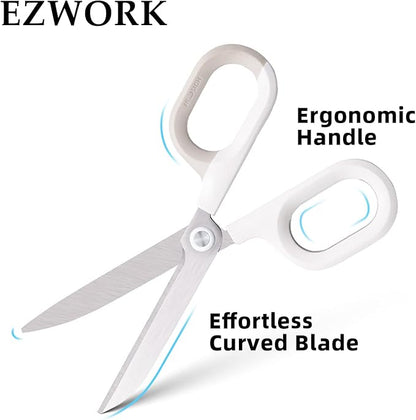 Multipurpose Scissors, Comfort-Grip Handles Sharp Scissors for Office Home School Craft Sewing Fabric Supplies (6", White)
