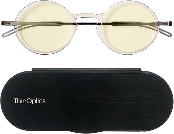 ThinOptics unisex-adult Manhattan Blue Light Blocker Reading Glasses + Milano Case