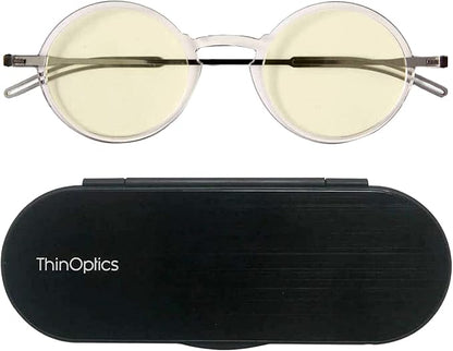 ThinOptics unisex-adult Manhattan Blue Light Blocker Reading Glasses + Milano Case