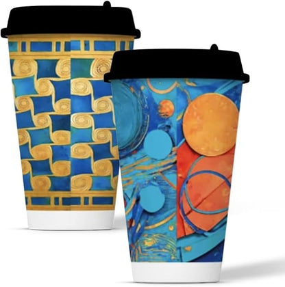 To Go Paper Coffee Cups With Lids, 12 oz, 150 ct, Disposable Insulated Paper Cups for On-The-Go Hot or Cold Beverages,Multi use, Work, Home, Party, Holiday, stylish look