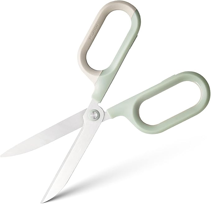 Multipurpose Scissors, Comfort-Grip Handles Sharp Scissors for Office Home School Craft Sewing Fabric Supplies (7", Green-1)