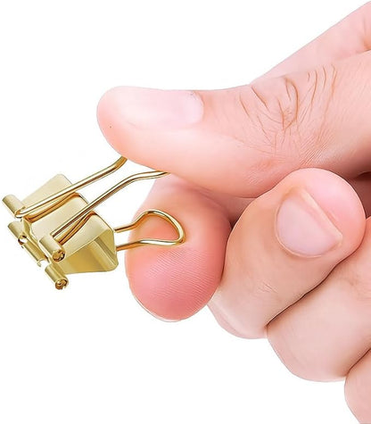 100 Pack Mini Gold Binder Clips 5/8 Inch (15 mm), Colored Little Paper Clamps, Small Tiny Micro Size Paper Clips for Office Home School Business 0.6"