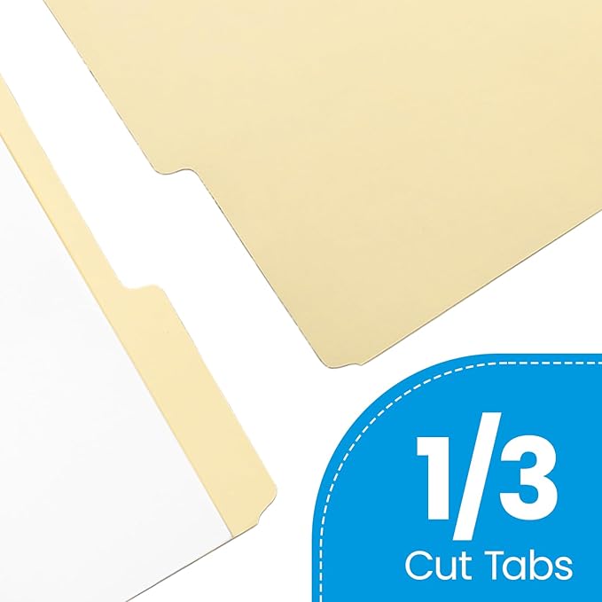 Pendaflex Manila Legal Size File Folders - 1/3-Cut Tabs in Left, Center, Right Positions for Easy Labeling - Manila Folders Ideal for Office, Home Office & Filing Cabinets, 100 Folders (Pack of 1)