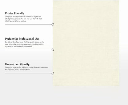 LUXPaper 8.5" x 11" Paper | Letter Size | Natural Linen | 80lb. Text | 1,000 Qty