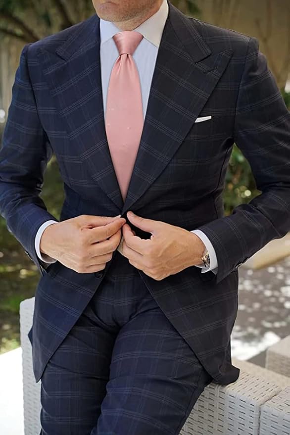 HISDERN Mens Solid Color Ties Formal Satin Necktie and Pocket Square Set Classic Wedding Business Tie & Handkerchief