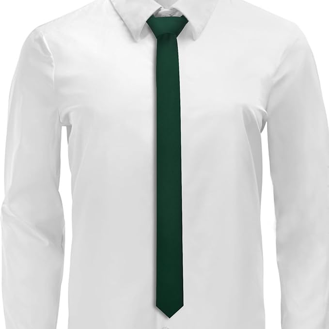 Skinny Ties Black Ties For Men and Women Solid Pure Color 1.58" (4CM) Plain Formal Slim Neckties