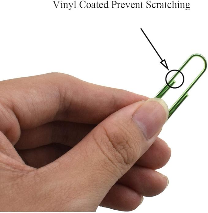 HAHIYO Paper Clips Large 2 inches Length Green Paperclips Vinyl Coated Prevent Scratching Tearing The Pages Sturdy for Bookmark Organize Home Office School 80 Pack