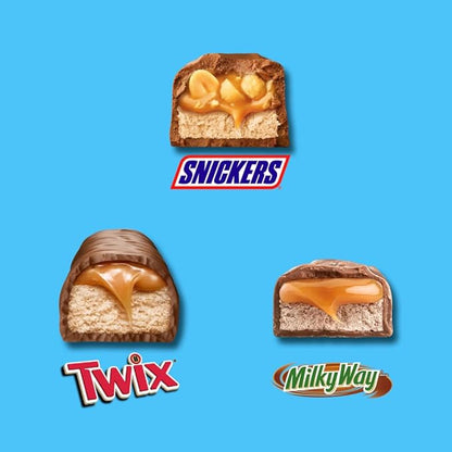 SNICKERS, TWIX & MILKY WAY Minis Assorted Chocolate Candy Variety Pack, Halloween Candy Bag, 150 Ct Bulk Bag