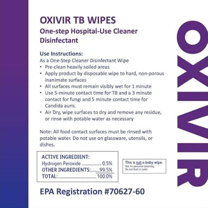 Diversey Oxivir Tb 101105152 Ready-to-Use Disinfectant Cleaning Wipes, Accelerated Hydrogen Peroxide, Standard 6x7-Inch Sheets, 160-Wipes, 1-Canister