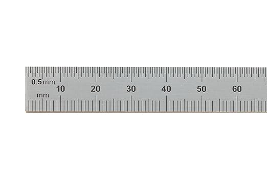 PEC Tools 12"/300mm Metal Ruler, High Quality Steel Ruler with Satin Chrome Finish, Decimal/Metric Graduation (1/10", 1/50", 1mm, 0.5mm) Suitable for CNC Operators and Engineers, Made in USA