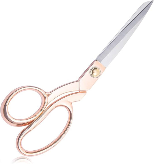 Professional Heavy Duty Tailor Scissors Gold Stainless Steel Ribbon Cutting Sewing Dressmaking (Rose Gold8.5)