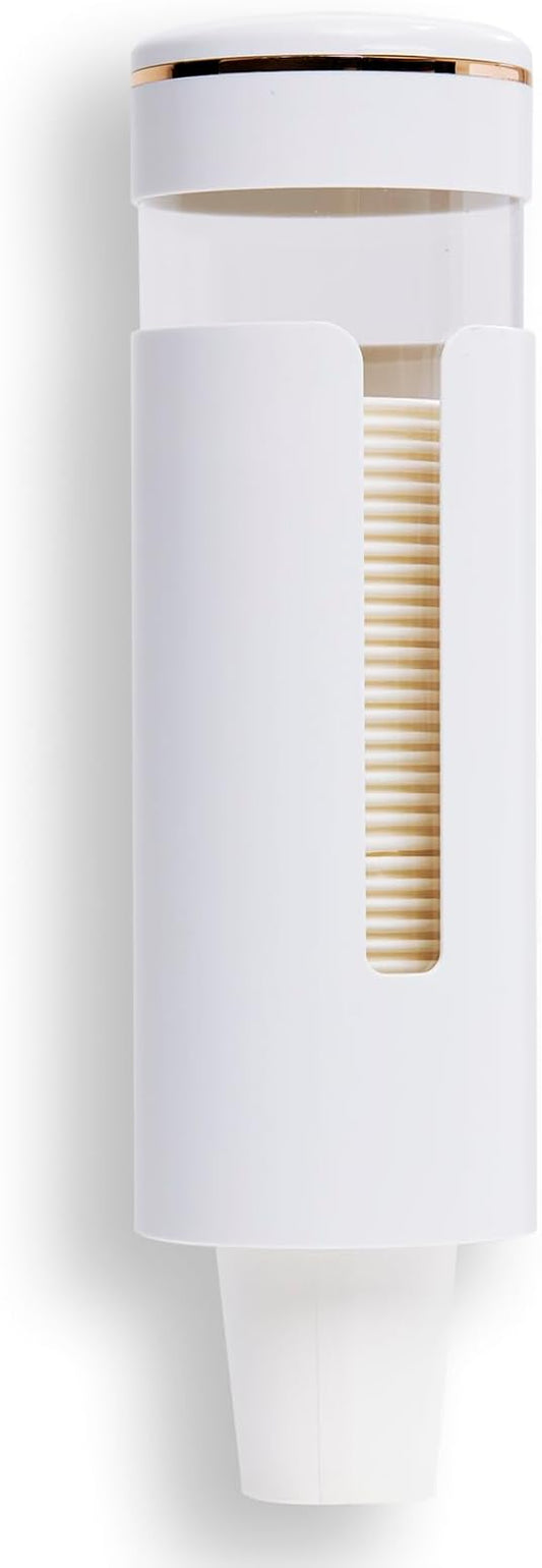 SEVENY Cup Dispenser, Wall Mount Water Cooler Cup Dispenser fits 4-7 oz Disposable Paper and Plastic Cups, Pull Type Cup Holder for Bathroom, Office, Break Room, Gym, White
