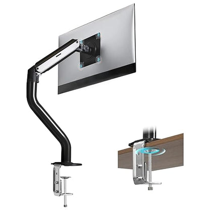 Lyngins Single Monitor Mount, Adjustable Monitor Arm Desk Stand for 15 to 32 inch Screens, VESA Mount with 75x75/100x100 mm, Computer Monitors Gas Arm Holds Up to 19.84 lbs - Black