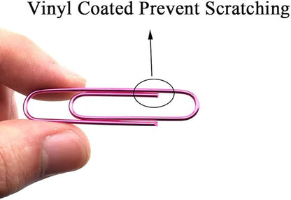 HAHIYO Paper Clips Large 2 inches Length Pink Paperclips Vinyl Coated Prevent Scratching Tearing The Pages Sturdy for Bookmark Organize Home Office School 80 Pack