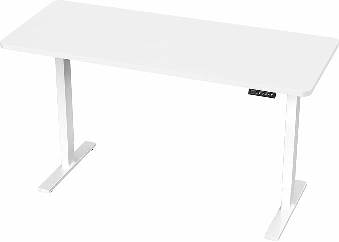 VIVO Electric 60 x 24 in Standing Desk, Memory Height Adjustment, 1B Series, One-Piece White Top, White Frame, DESK-KIT-1W6W