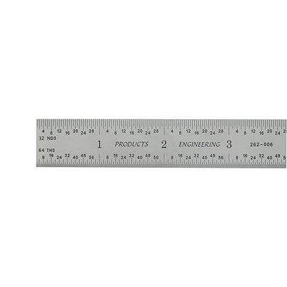 PEC Tools 6" x 150mm Machinist Metal Ruler, 1/25" Thick X 3/4" Wide, Satin Chrome Finish Tempered Stainless Steel Ruler, Measurement Markings 1/32",1/64", 0.5mm, 1mm, Made in USA