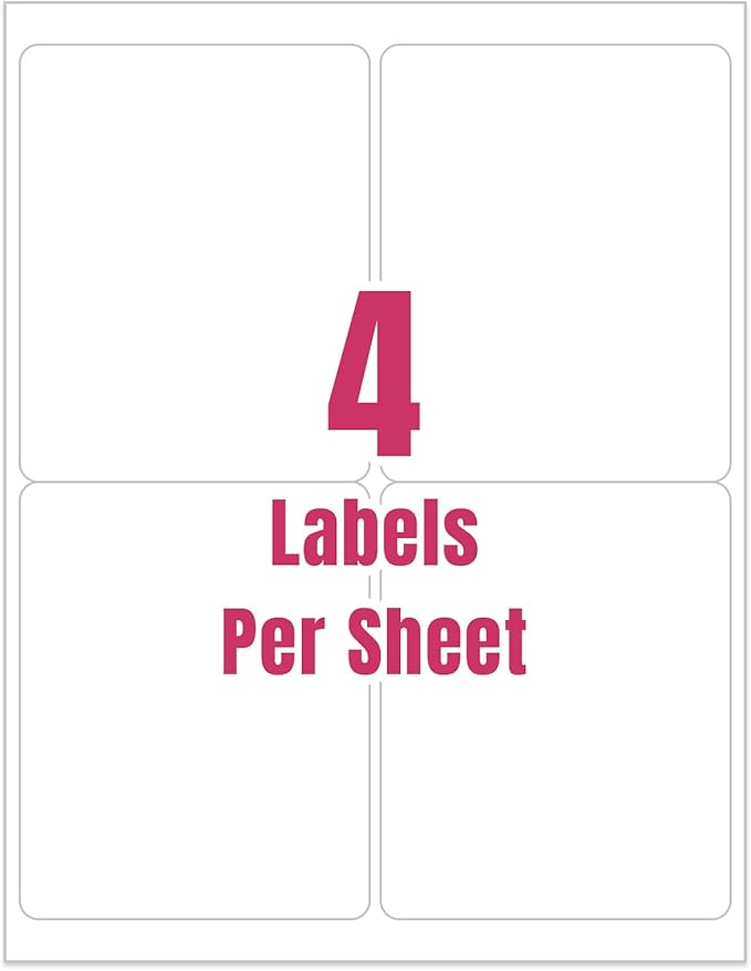 4UP 4" x 5" Shipping Labels Compatible with Laser & Inkjet Printers, Address Mailing Labels Self Adhesive Stickers (100 Sheets)