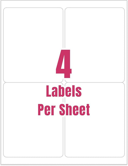 4UP 4" x 5" Shipping Labels Compatible with Laser & Inkjet Printers, Address Mailing Labels Self Adhesive Stickers (100 Sheets)