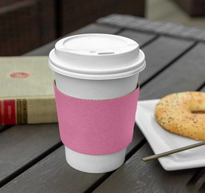 FMP Brands 1000 Pack Pink Coffee Cup Sleeves Disposable for Hot Drinks, Durable Corrugated Cardboard Cup Sleeves for 12-24 oz Cups, Beverage Insulator and Hand Protection for Hot & Cold Drinks