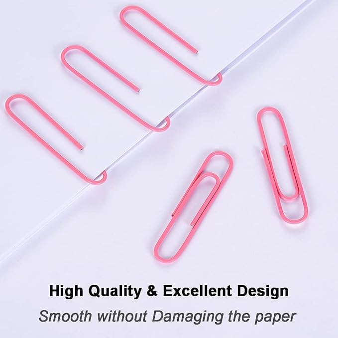 Vinaco Paper Clips Pink, 100 Pack Large Paper Clips 2 Inch (50 mm), Durable & Rust Resistant, Jumbo Paperclips. Great for Office, School and Personal Use (Pink)