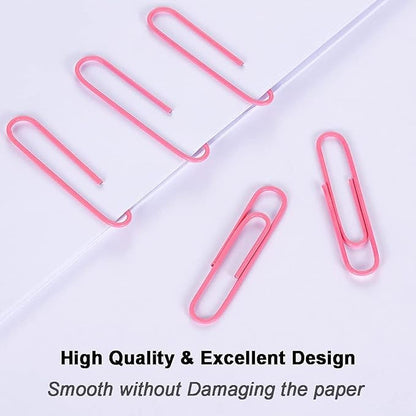 Vinaco Paper Clips Pink, 100 Pack Large Paper Clips 2 Inch (50 mm), Durable & Rust Resistant, Jumbo Paperclips. Great for Office, School and Personal Use (Pink)