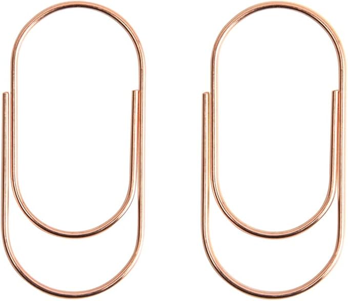 Rose Gold Large Paper Clips, 50pcs 50mm 2 inch Jumbo Paper Clip Non-Skid Large Wide Smooth Finish Steel Wire Office Supply Accessories