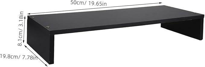 Minimalist Wood Monitor Stand Desk Riser with Anti-slip Surface Ergonomic Computer and Notebook Riser Shelf for Desktop Laptop Printer Sturdy Organizer for Office Workspace Black