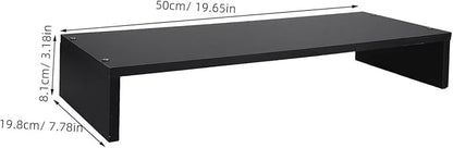 Minimalist Wood Monitor Stand Desk Riser with Anti-slip Surface Ergonomic Computer and Notebook Riser Shelf for Desktop Laptop Printer Sturdy Organizer for Office Workspace Black