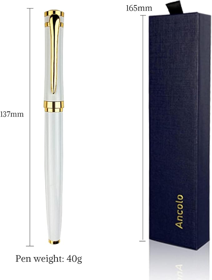 Ancolo Engraved Pens - Modern Roller Pens with 5 Free Personalized Lines, Ultra-Smooth Black Ink, Metal Body, Stylish Gift for Office Colleagues, Friends, Professor, Business