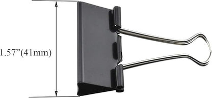 HAHIYO Binder Clips Paper Clamps Spring Steel Sturdy Medium 1.57 inches Width 0.55 Inch Capacity No Sharp Edges Heavy Duty Tight Grip Reusable Black Metal Bright Finish for Home Office School 30 Pack