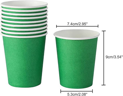 Disposable Paper Cups, 60pcs Green Paper Cups For DIY Wedding Party Picnic BBQ Travel and Event 8OZ (Green)