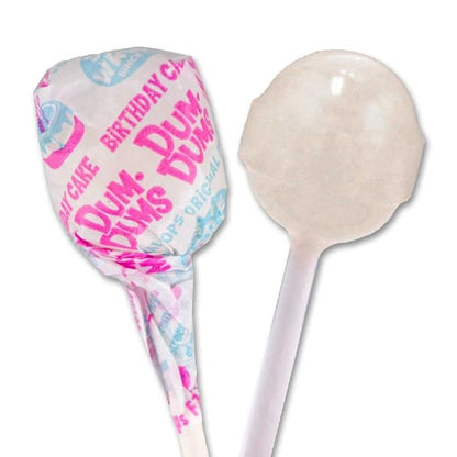 Dum Dums Birthday Cake Lollipops - Bulk Candy Box with Lollipops Individually Wrapped, Single Flavor Gourmet Suckers - 50 Count