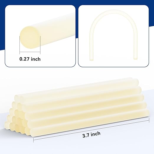20-Pack Light Yellow Hot Melt Glue Sticks, 0.27″ Dia × 3.7″ Long – Multi-Purpose Adhesive for Crafting, Woodworking, Decoration & Repair