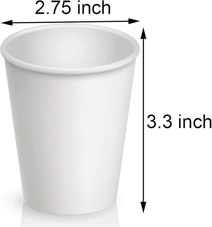 Axe Sickle 300 Pcs 8 Oz Disposable Paper Cups, Hot and Cold Beverage Drinking Cup for Coffee, Water, Juice for Party, Picnic,Travel,and Events
