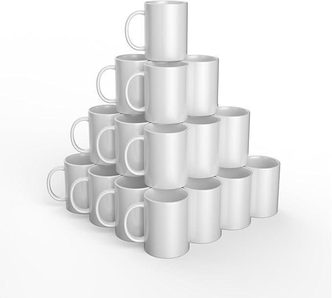 Cricut Ceramic-Coated Mugs, 15 Oz, 36 Count, White - Dishwasher & Microwave Safe, Compatible with Cricut Mug Press & Infusible Ink, Ideal for Crafts and Printing