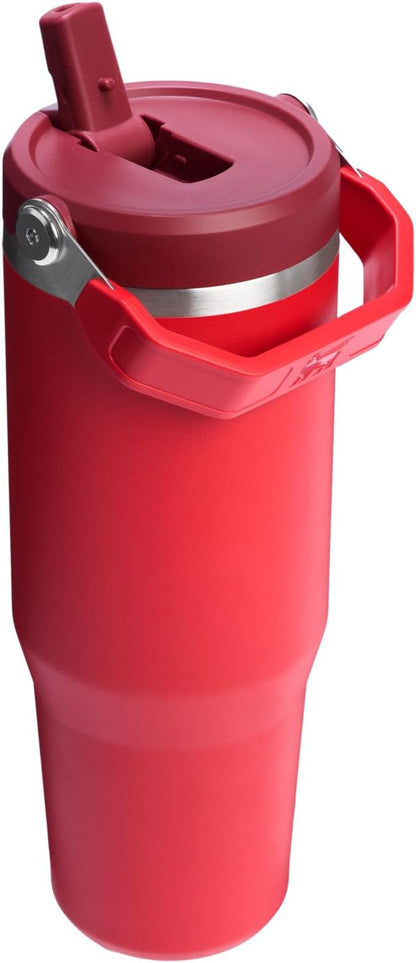 STANLEY IceFlow 2.0 Flip Straw Tumbler with Handle 30 oz | Twist On Lid and Flip Up Straw | Leak Resistant Water Bottle | Insulated Stainless Steel | BPA-Free | Chili Red