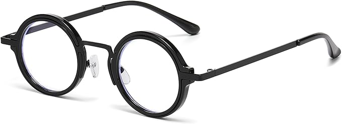 Onrtry Fashion Small Round Blue Light Blocking Glasses for Women Men Metal Frame Eyewear Glasses