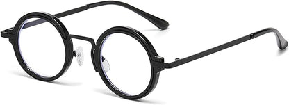 Onrtry Fashion Small Round Blue Light Blocking Glasses for Women Men Metal Frame Eyewear Glasses
