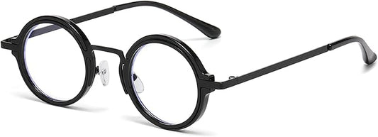 Onrtry Fashion Small Round Blue Light Blocking Glasses for Women Men Metal Frame Eyewear Glasses