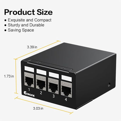4 Port Patch Panel CAT6A Keystone Patch Panel (EC Listed) Shielded Network Patch Patch for Home/Office (1U 4Port, CAT6A)
