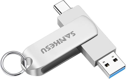 256GB USB C Flash Drive 3.1,Read Speed Up to 150MB/s, USB A and Type C OTG USB Thumb Drive, Dual Memory Sticks Compatible with Android Phones/PC/Laptop/Macs(Silver)